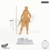 Lieutenant Gwendole tabletop miniature (32mm Scale) - 40 mm tall, 25 mm base, 1+1 part assembly - DM Stash 3D print by Qumi