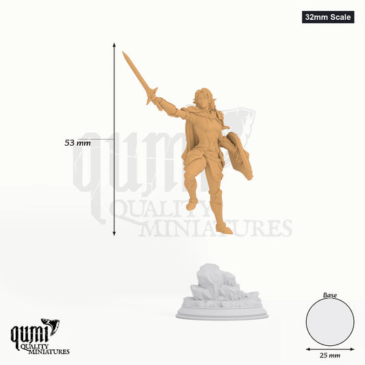 Hitalia tabletop miniature (32mm Scale) - 53 mm tall, 25 mm base, 1+1 part assembly - DM Stash 3D print by Qumi