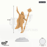 Priestess Ilisyia tabletop miniature (32mm Scale) - 50 mm tall, 25 mm base, 1+1 part assembly - DM Stash 3D print by Qumi