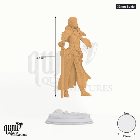 Ilnia Vasrith tabletop miniature (32mm Scale) - 42 mm tall, 25 mm base, 1+1 part assembly - DM Stash 3D print by Qumi