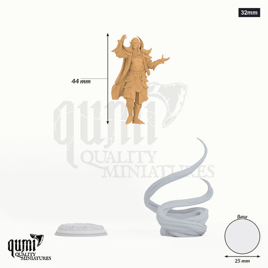 Ilvos Drak tabletop miniature (32mm) - 44 mm tall, 25 mm base, 1+2 part assembly - DM Stash 3D print by Qumi