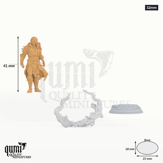 Indelian Katarin tabletop miniature (32mm) - 41 mm tall, 25x18 mm base, 1+2 part assembly - DM Stash 3D print by Qumi