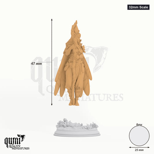 Kahlia Birdsong tabletop miniature (32mm Scale) - 47 mm tall, 25 mm base, 1+1 part assembly - DM Stash 3D print by Qumi