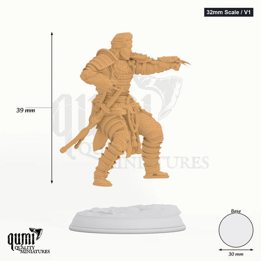Kazuhira Orochi tabletop miniature (32mm Scale / V1) - 39 mm tall, 30 mm base, 1+1 part assembly - DM Stash 3D print by Qumi