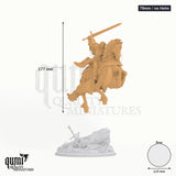 Jeanne du Lac tabletop miniature (75mm / no Helm) - 177 mm tall, 119 mm base, 1+1 part assembly - DM Stash 3D print by Qumi