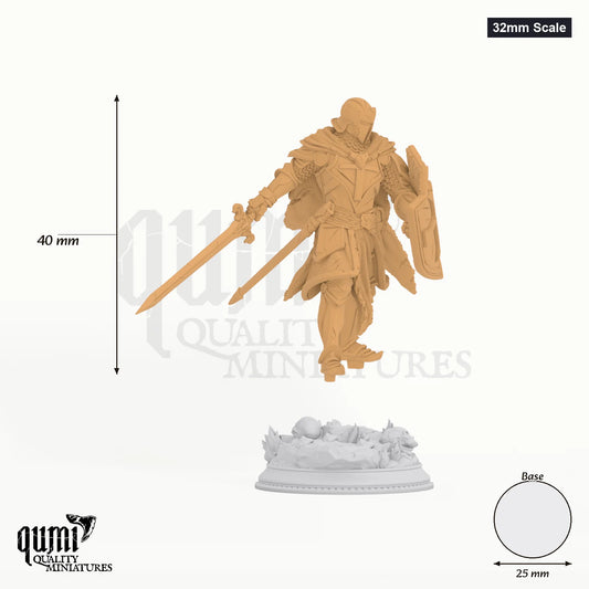 Leopold tabletop miniature (32mm Scale) - 40 mm tall, 25 mm base, 1+1 part assembly - DM Stash 3D print by Qumi