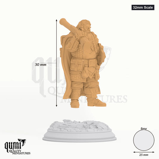 Nilyerg Dwarven Marksman tabletop miniature (32mm Scale) - 30 mm tall, 25 mm base - DM Stash 3D print by Qumi