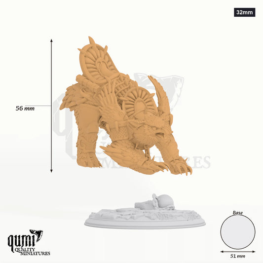 Owlbear Old Betty tabletop miniature (32mm) - 56 mm tall, 51 mm base, 1+1 part assembly - DM Stash 3D print by Qumi