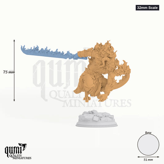 Rakshasa Tabletop-Miniatur (32mm Scale) - 75 mm hoch, 51 mm Base, 2 Körperteile + 1 Base - DM Stash 3D-Druck von Qumi