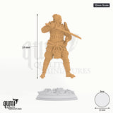 Samurai Saburo Ryu tabletop miniature (32mm Scale) - 39 mm tall, 25 mm base, 1+1 part assembly - DM Stash 3D print by Qumi