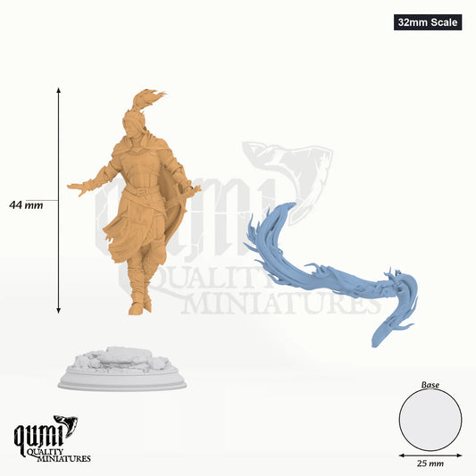 Selrina tabletop miniature (32mm Scale) - 51 mm tall, 25 mm base, 2+1 part assembly - DM Stash 3D print by Qumi