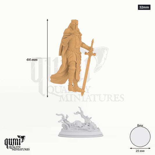 Ser Ludwig tabletop miniature (32mm) - 44 mm tall, 25 mm base, 1+1 part assembly - DM Stash 3D print by Qumi