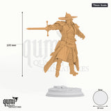 Sir Davion tabletop miniature (75mm Scale) - 100 mm tall, 60 mm base, 1+1 part assembly - DM Stash 3D print by Qumi