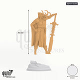 Fanatsy Maiden Skadi tabletop miniature (32mm Scale) - 45 mm tall, 25 mm base, 1+1 part assembly - DM Stash 3D print by Qumi