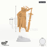 Fanatsy Maiden Skadi tabletop miniature (75mm Scale) - 106 mm tall, 60 mm base, 1+1 part assembly - DM Stash 3D print by Qumi