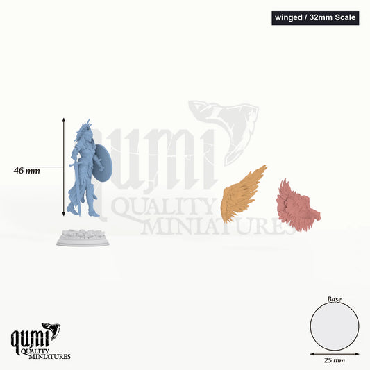 Angel Soleria Tabletop-Miniatur (winged / 32mm Scale) - 46 mm hoch, 25 mm Base - DM Stash 3D-Druck von Qumi