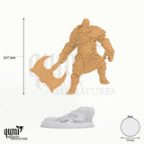 Fire Giant Surtrson tabletop miniature - 107 mm tall, 76 mm base, 1+1 part assembly - DM Stash 3D print by Qumi