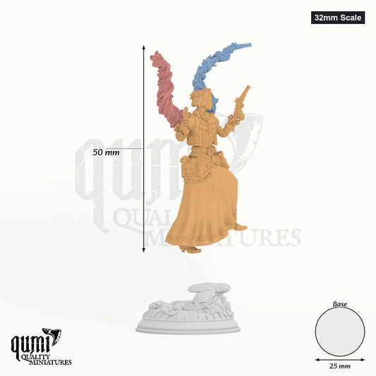 Half Elf Druid Tasmin tabletop miniature (32mm Scale) - 50 mm tall, 25 mm base, 3+1 part assembly - DM Stash 3D print by Qumi