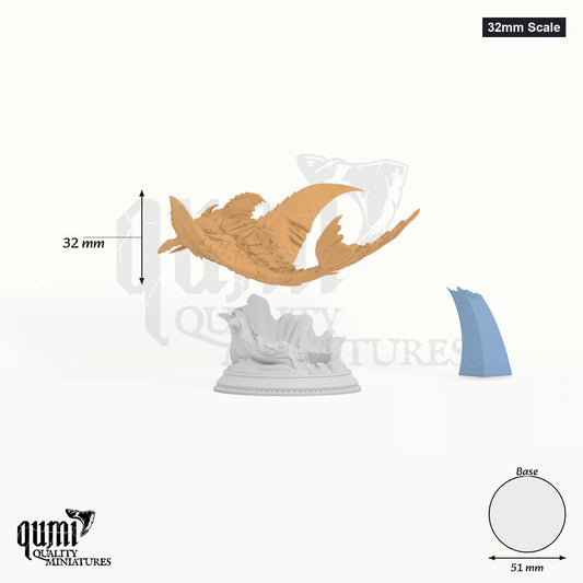Tengaraya Flying Sea Ray tabletop miniature (32mm Scale) - 68 mm tall, 51 mm base - DM Stash 3D print by Qumi