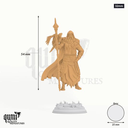 One Eyed Wanderer tabletop miniature (32mm) - 54 mm tall, 25 mm base, 1+1 part assembly - DM Stash 3D print by Qumi