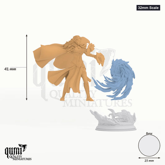 Sorcereress Tyria Ravensong tabletop miniature (32mm Scale) - 41 mm tall, 25 mm base - DM Stash 3D print by Qumi