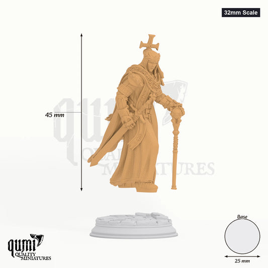 Tyrius III tabletop miniature (32mm Scale) - 45 mm tall, 25 mm base, 1+1 part assembly - DM Stash 3D print by Qumi