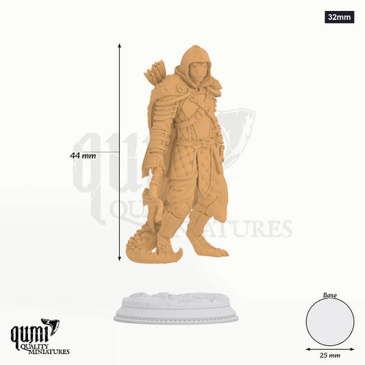 Humanoid Ranger Gelzik Tabletop-Miniatur (32mm) - 44 mm hoch, 25 mm Base, 1 Körperteil + 1 Base - DM Stash 3D-Druck von Qumi