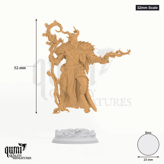 Satyr Druid Old Barkhorn tabletop miniature (32mm Scale) - 52 mm tall, 25 mm base - DM Stash 3D print by Qumi
