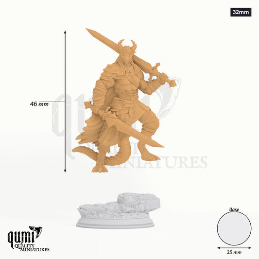 Humanoid Barbarian Skraa Tabletop-Miniatur (32mm) - 46 mm hoch, 25 mm Base - DM Stash 3D-Druck von Qumi