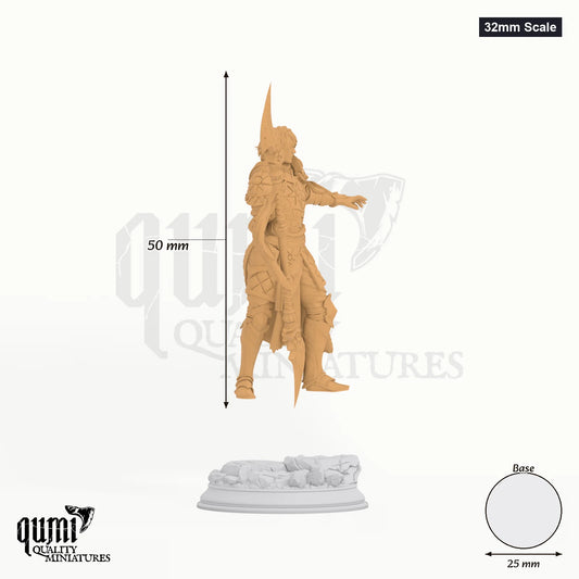 Vendimar tabletop miniature (32mm Scale) - 50 mm tall, 25 mm base, 1+1 part assembly - DM Stash 3D print by Qumi