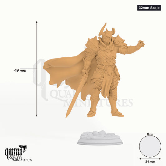 Vilnais tabletop miniature (32mm Scale) - 49 mm tall, 24 mm base, 1+1 part assembly - DM Stash 3D print by Qumi