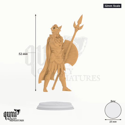 Sun Elf Gladiator Vilryn Kaedrys tabletop miniature (32mm Scale) - 52 mm tall, 25 mm base - DM Stash 3D print by Qumi