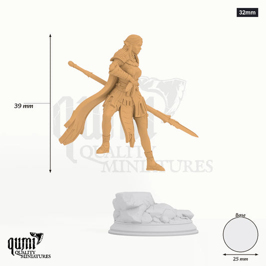 Vixa Indwynath Drow Pathfinder tabletop miniature (32mm) - 39 mm tall, 25 mm base - DM Stash 3D print by Qumi