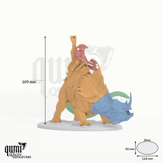 Drakanchor tabletop miniature - 109 mm tall, 118x90 mm base, 4+1 part assembly - Rescale Miniatures 3D print by Qumi