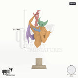 Dravak Wing of Hunger Miniature Bust 75mm - colour-coded parts render, 112 mm tall, 5 body parts, 46 mm round base