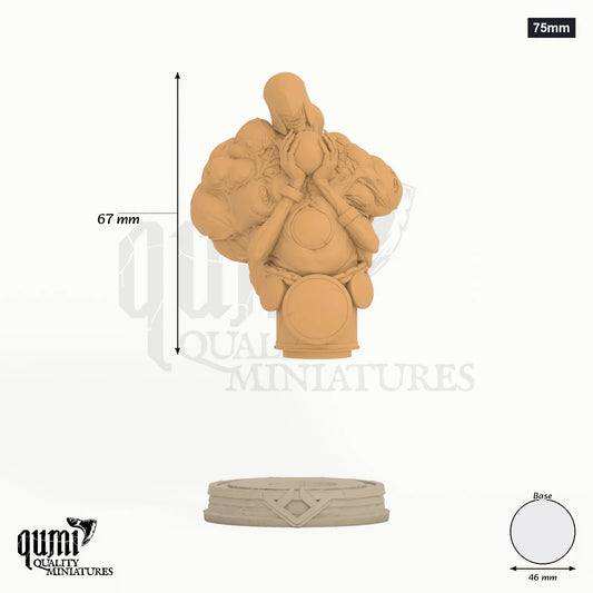 Drenial and Bermegoth Miniature Bust 75mm - colour-coded parts render, 67 mm tall, 1 body part, 46 mm round base