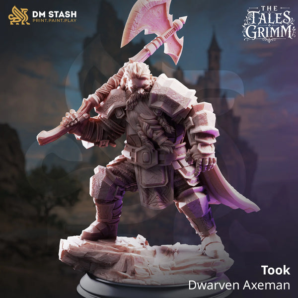 Dwarf Axe Fighter Tabletop Miniature – Took | Qumi