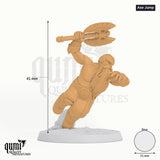 Dwarf Dwarf Warrior tabletop miniature (Axe Jump) - 41 mm tall, 31 mm base - Rescale Miniatures 3D print by Qumi