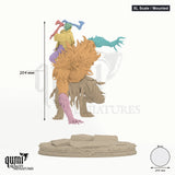 Tabletop Miniature - Edmund de Fronsac XL Scale / Mounted - colour-coded parts render, 204 mm tall, 9 body parts, 203 mm round base