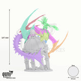 Elder Cursed Dragon Tabletop Miniature dragon miniature - assembly overview with colour-coded parts and measurements