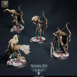 Aurora Sentinel – Elven Warriors: elf fighter tabletop miniature, designer preview from Rescale Miniatures's 'Aurora Kin' release, 3D-printed in resin by Qumi