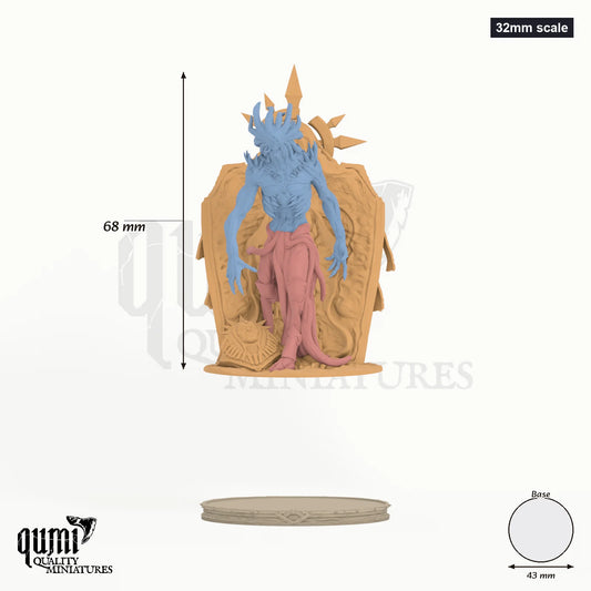 Elite the Primarch of the Radiant Seal Tabletop Miniatures 32mm scale - colour-coded parts render, 68 mm tall, 3 body parts, 43 mm round base