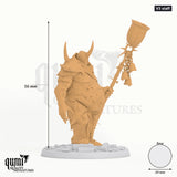 Humanoid Executioner tabletop miniature (V3 staff) - 56 mm tall, 39 mm base - Rescale Miniatures 3D print by Qumi