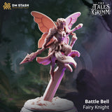 Battle Bell – Fairy Knight: fairy knight tabletop miniature, designer preview from DM Stash's 'The Tales Grimm' release, 3D-printed in resin by Qumi