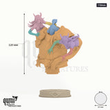Fathon and the Scylas Miniature Bust 110mm - colour-coded parts render, 120 mm tall, 8 body parts, 65 mm round base