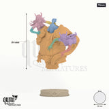 Fathon and the Scylas Miniature Bust 75mm - colour-coded parts render, 84 mm tall, 8 body parts, 46 mm round base