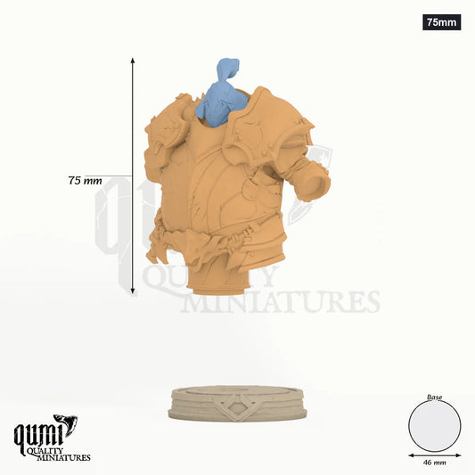 Fathon Miniature Bust 75mm - colour-coded parts render, 75 mm tall, 2 body parts, 46 mm round base