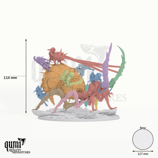 Goblin Siege Crawler tabletop miniature - 116 mm tall, 127 mm base, 15+1 part assembly - Rescale Miniatures 3D print by Qumi