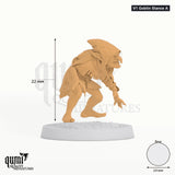 Humanoid Goblin tabletop miniature (V1 Goblin Stance A) - 22 mm tall, 24 mm base - Rescale Miniatures 3D print by Qumi