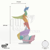 Dragon Gold Dragon Tabletop Miniature dragon miniature - assembly overview with colour-coded parts and measurements